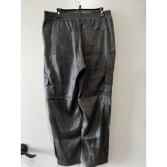 Anthropologie Women's Joggers Gray Metallic Pants Boho Party eclectic Rock Sz -L - Picture 3 of 8